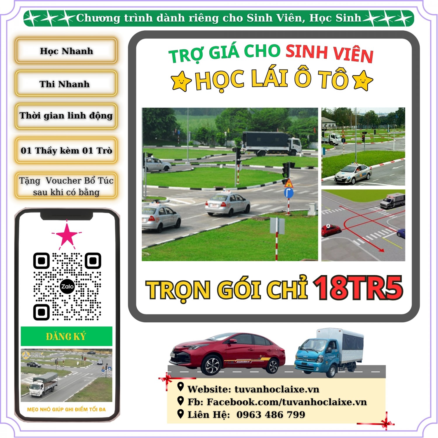 Ưu đãi học lái xe ô tô dành cho sinh viên 2k7 tại Trung tâm DBK